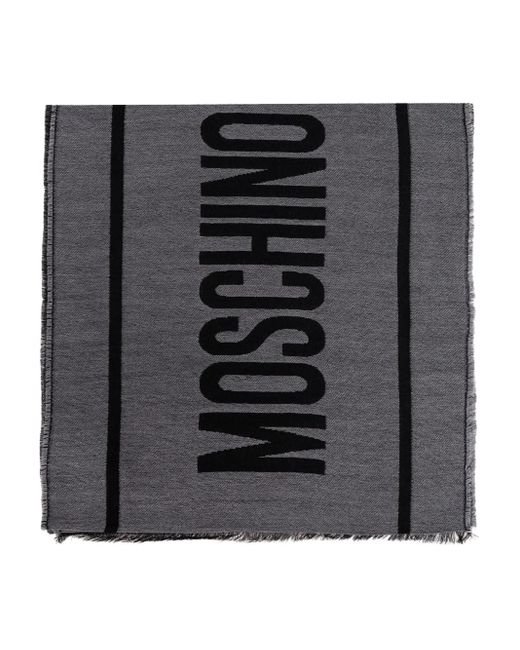 Moschino Black Logo-Detail Wool Scarf
