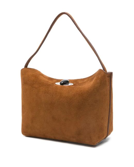 Christopher Esber Brown Calf Suede Top-Handle Mini Bag