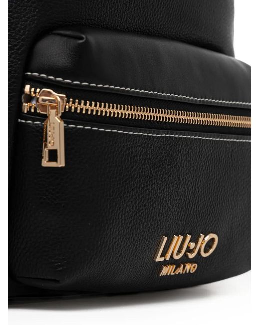 Liu Jo Black Better Topstitch Zip Backpack