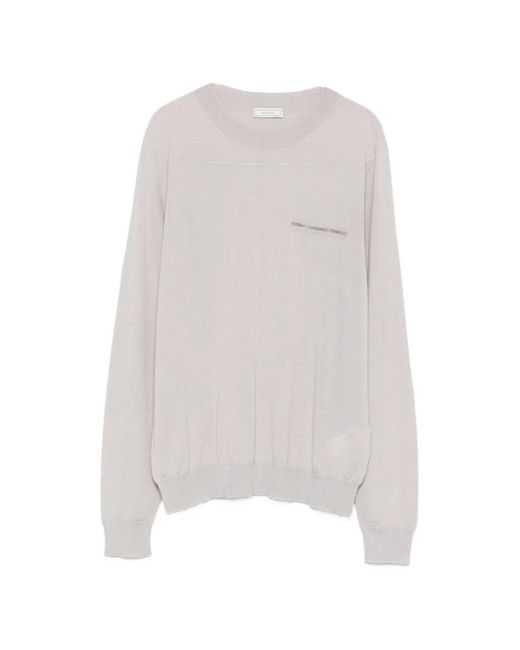 Peserico White Embellished-Pocket Sweater