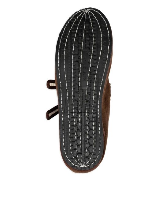 Gondolina Brown Sigari Mary Jane Double-Lace Ballet Flats