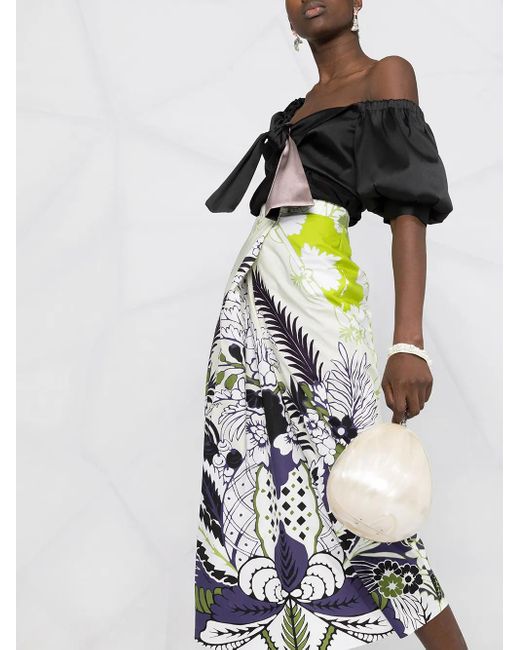 Valentino Garavani White World Arazzo Print Midi Skirt