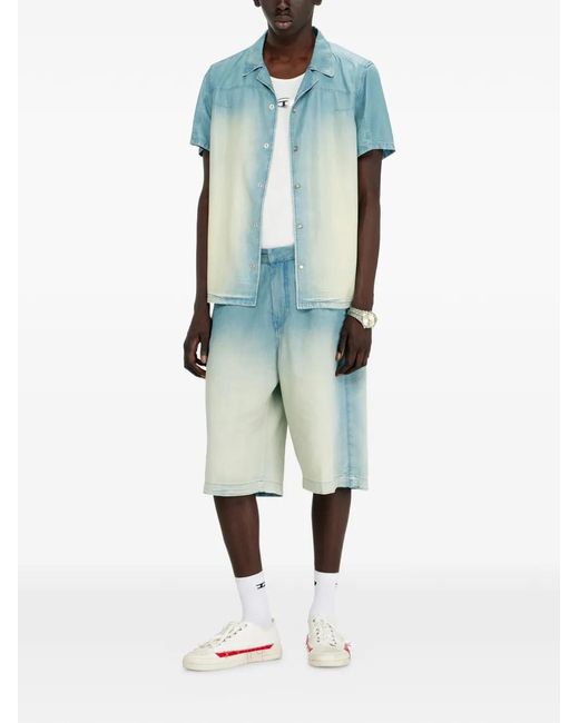 DIESEL Blue Faded Denim Shorts for men