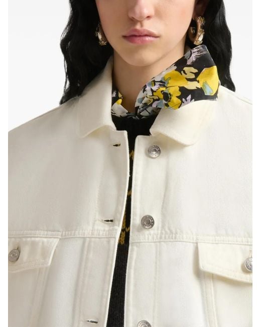 Marni White Denim Jacket With Martingale