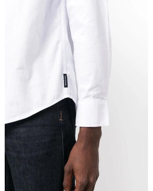 ARMANI EXCHANGE White Logo-Embroidered Long-Sleeve Cotton Shirt for men
