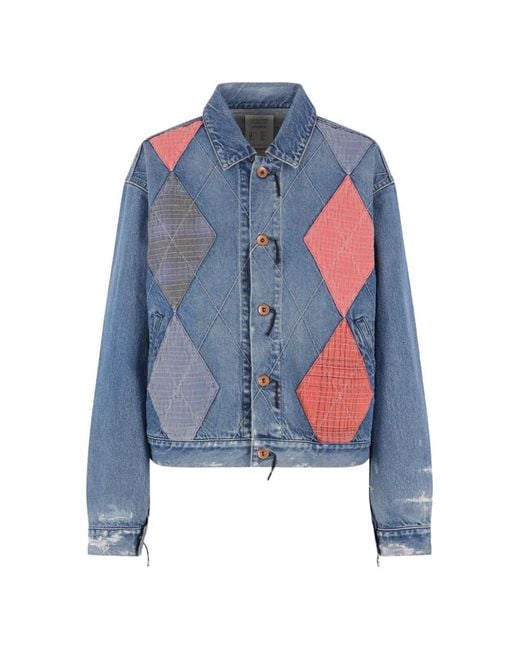 Kuro Blue Argyle Sashiko Denim Jacket
