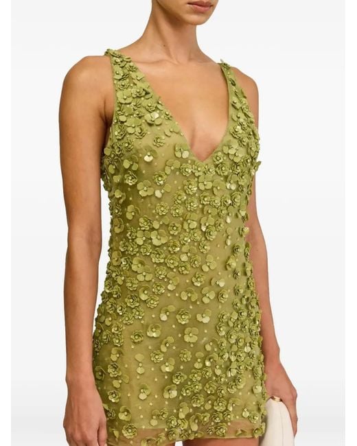 Cult Gaia Green Sapphira Floral V-neck Dress