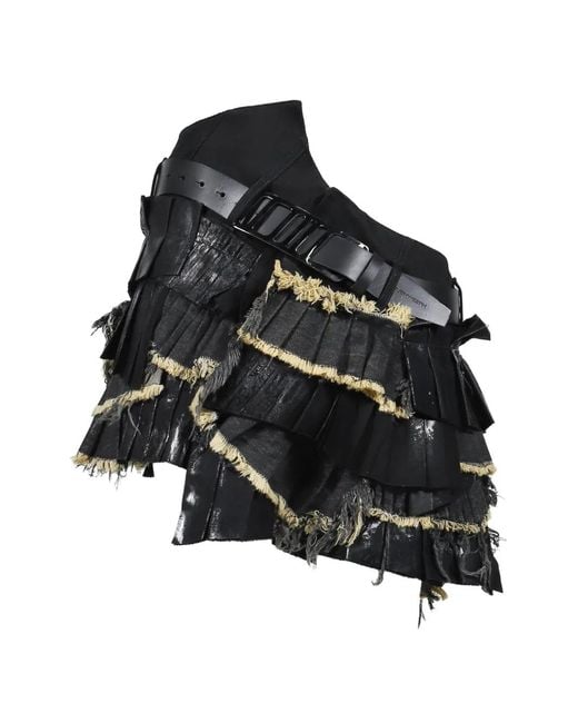 ONRUSH Black Asymmetric Layered Mini Skirt