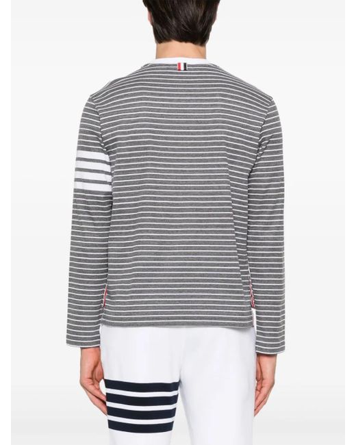 Thom Browne Gray 4-Bar Stripe Long-Sleeve T-Shirt for men