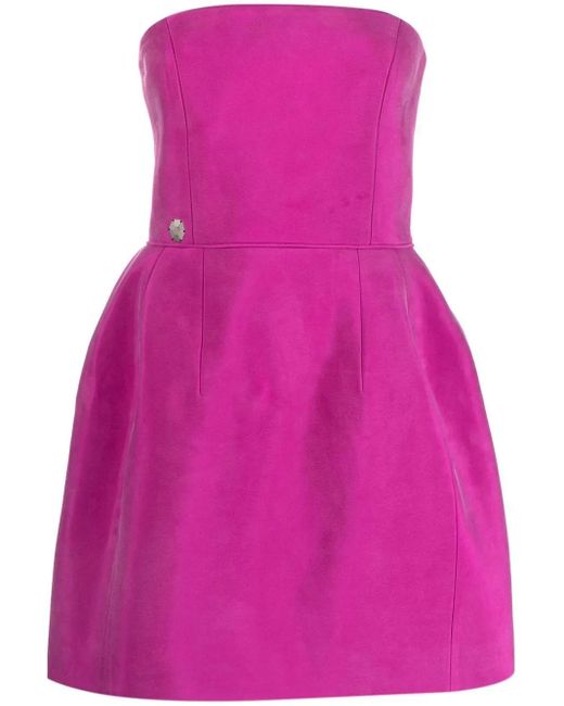 Philipp Plein Pink Strapless Silk Mini Dress