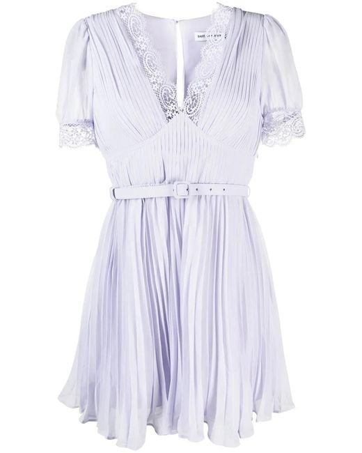 Self-Portrait Blue Lilac Chiffon Mini Dress