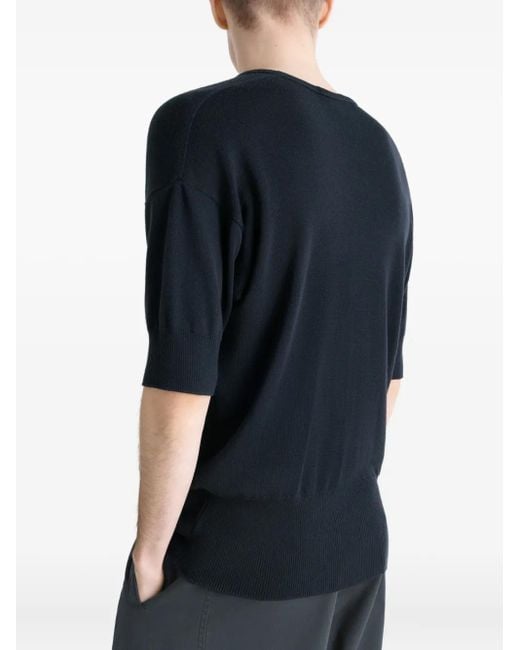 Lemaire Black Ribbed Short-Sleeve T-Shirt for men