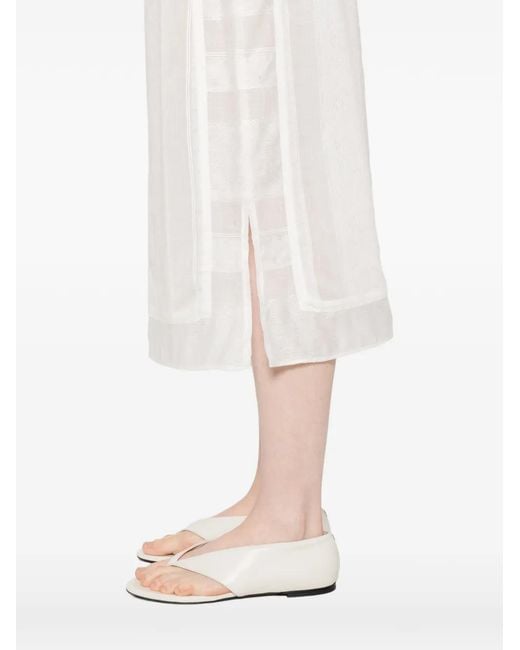 Low Classic White Layered Midi Skirt