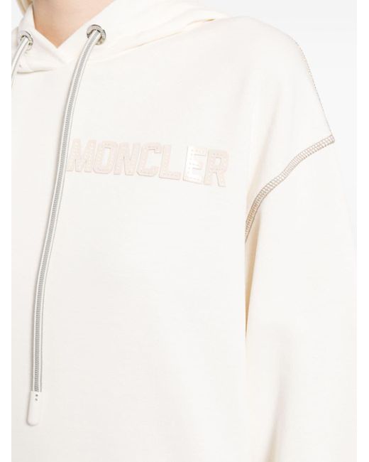 Sudadera con capucha y logo bordado Moncler de color White