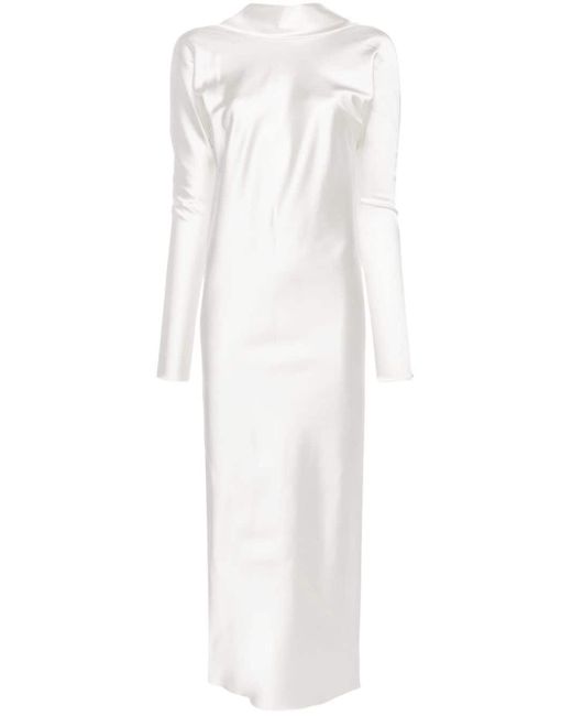 Sportmax Abazio Satijnen Maxi-jurk in het White