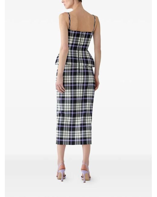 Carolina Herrera White Trompe L'Oeil Plaid Dress