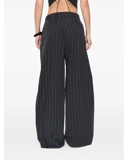 St. Agni White Striped Pleated Trousers