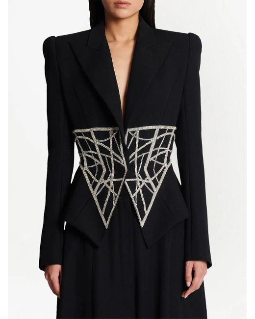 Balmain Black Double-Breasted Wool Blazer