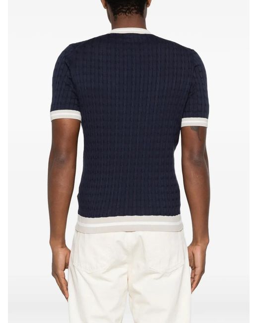 Eleventy Blue Cable-Knit T-Shirt for men