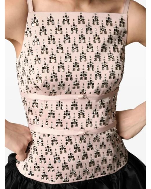 Nafsika Skourti White Astra Bloom Crystal-Embellished Midi Dress
