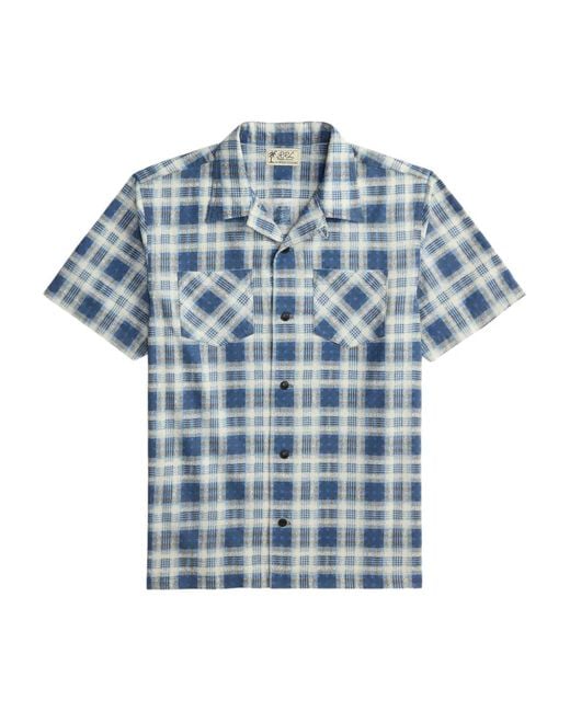 RRL Blue Plaid-Pattern T-Shirt for men