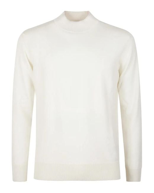 Eleventy White Mock-Neck Sweater for men