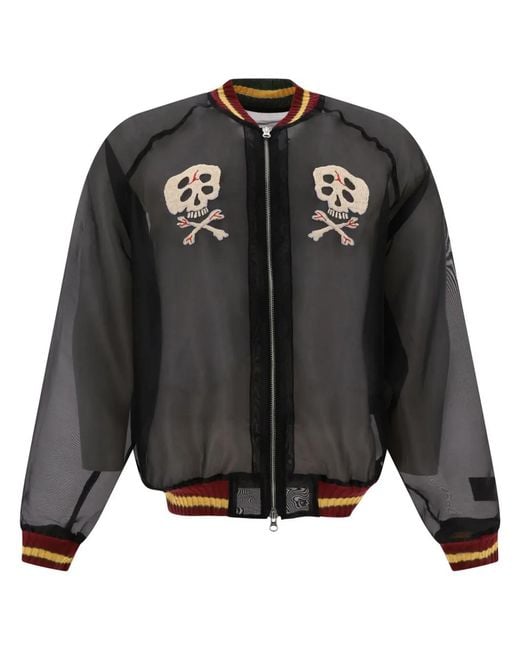 Kapital Black Sheer Skull-Embroidered Bomber Jacket for men
