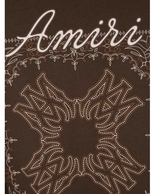Amiri Brown Logo-Print Cotton T-Shirt for men