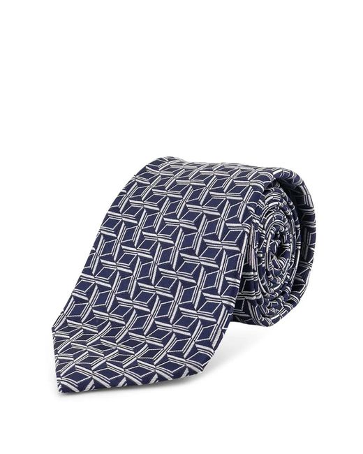 Kiton Blue Geometric-Pattern Tie for men