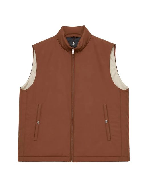Tombolini Brown Logo-Plaque Zip-Up Gilet for men