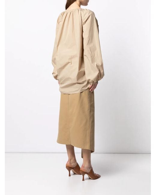 Goen.J Natural Off-Shoulder Puff-Sleeve Blouse