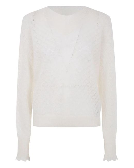 Twinset White Open-Knit Sweater