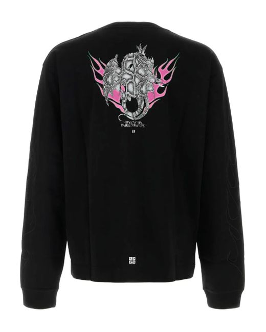 Givenchy Black Flame-Graphic T-Shirt for men