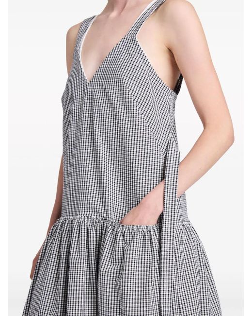 Proenza Schouler Gray Sasha Grid-Print Midi Dress