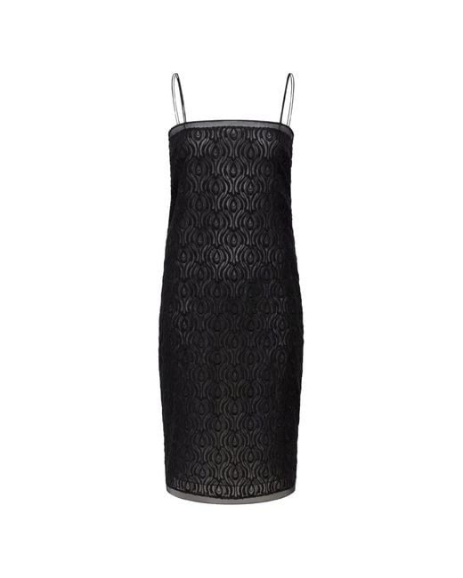 Another Tomorrow Black Embroidered Mini Dress