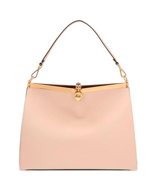Etro Pink Large Vela Leather Tote Bag