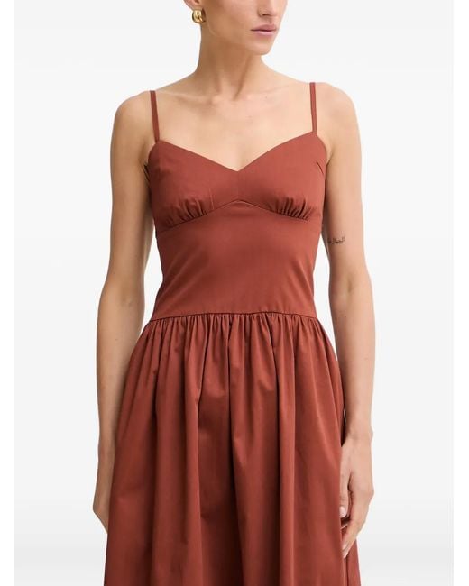 Morgan Red Bow-Detail Pleated Midi Dress
