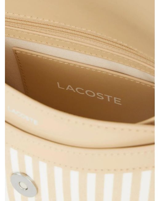 Lacoste White Sac Porté Épaule À Rayures