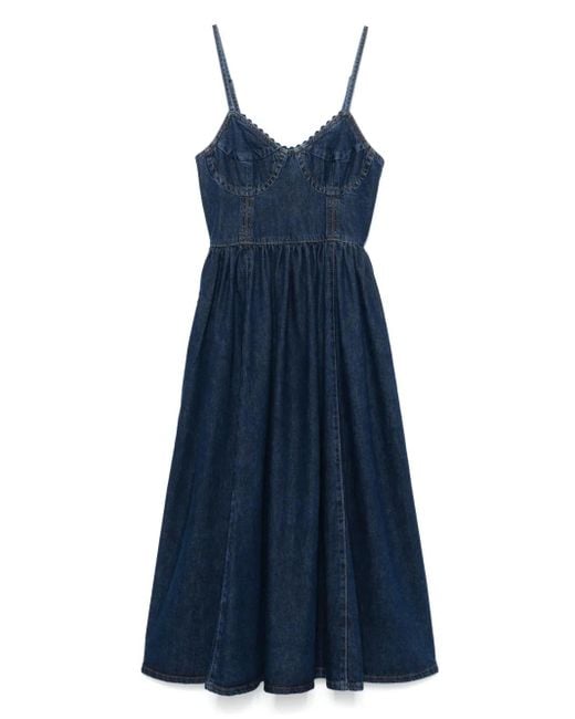 Sandro Blue Denim Midi Dress