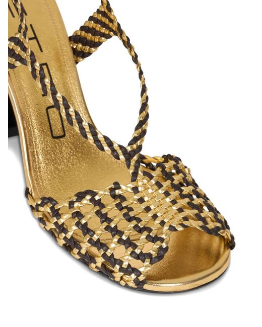 Etro Metallic Woven High-Heeled Sandals