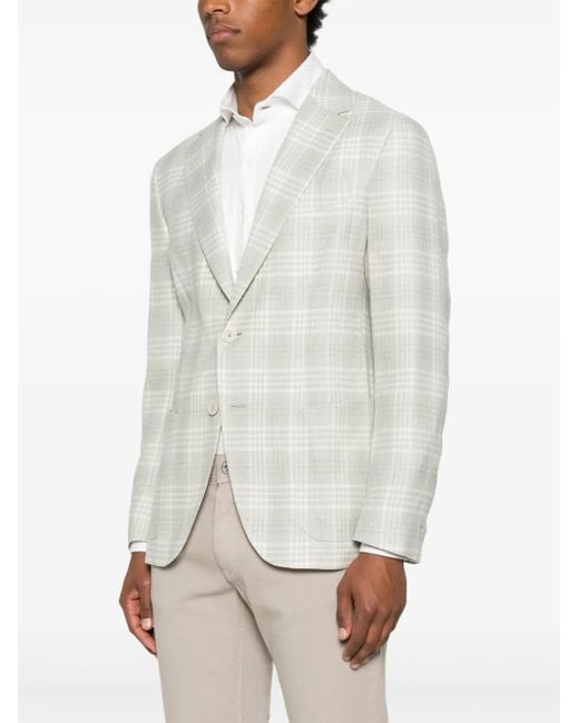 Eleventy White Checked Blazer for men