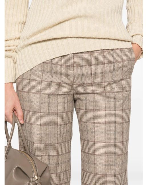MAISON 123 Natural Layla Check-Pattern Trousers