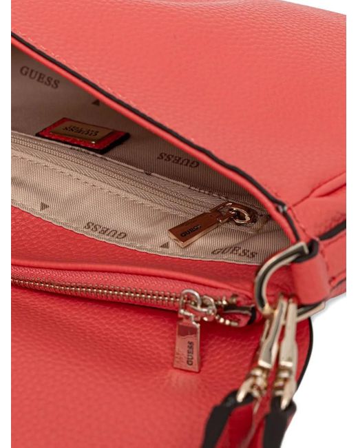 Guess Red Flap-Detail Shoulder Bag