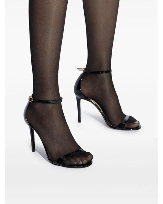 Stuart Weitzman Black 100Mm Leather Sandals