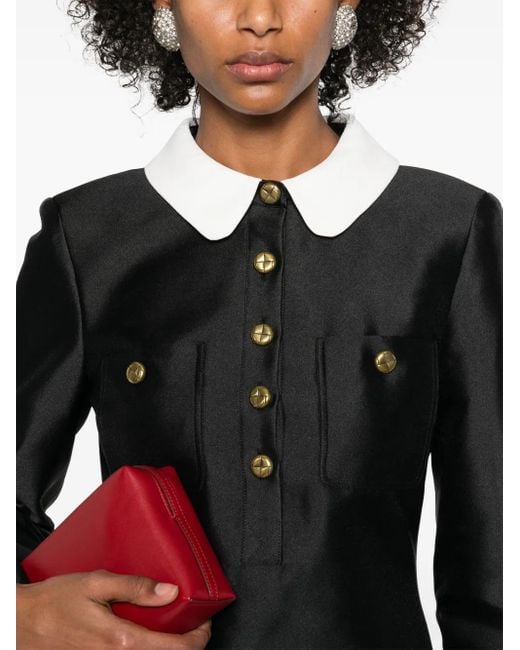 ワンピース SELF PORTRAIT SHORT DRESS WITH CONTRASTING COLLAR Self-Portrait Contrast-Collar Mini Dress in Black | Lyst