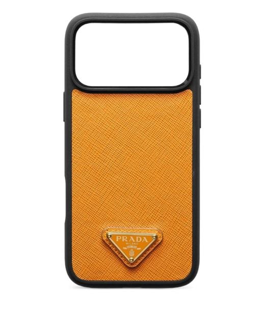Coque D'Iphone 17 Pro Max À Logo Triangle Prada pour homme en coloris Orange