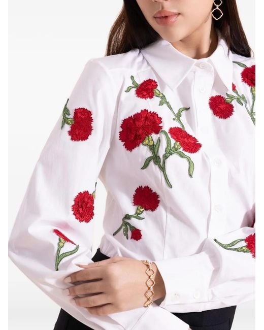 Carolina Herrera White Isabela Embroidered Shirt