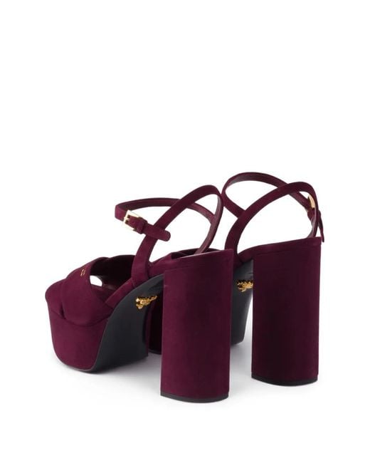 Prada Purple Suede Platform Sandals