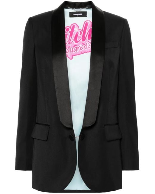 DSquared² Black Crystal-Embellished Fringed Blazer