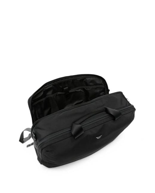 Emporio Armani Black Logo-Plaque Multi-Way Backpack for men